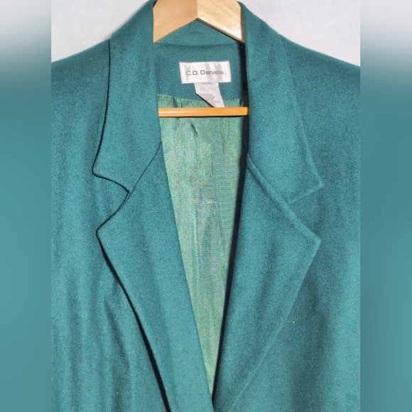 Vintage C.D. Daniels Sz 20W Emerald Green Wool Blazer - Picture 3 of 6